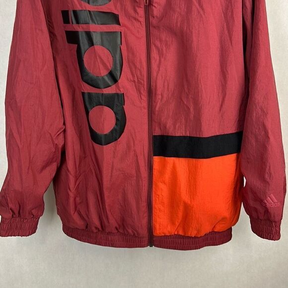 Adidas Big Logo Colorblock Jacket Windbreaker Sz Medium Orange Red Pink Black - Picture 4 of 12